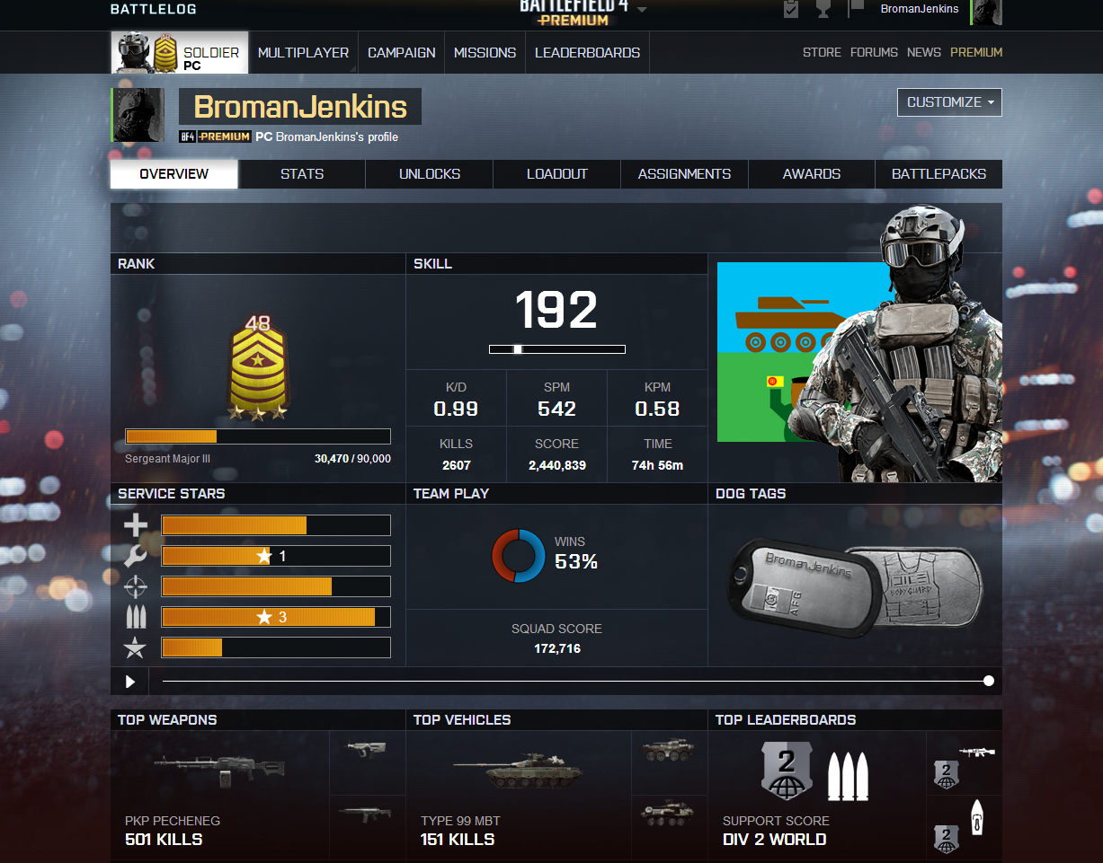 My Stats and Progression on Battlefield 4 so far (Battlelog report) 