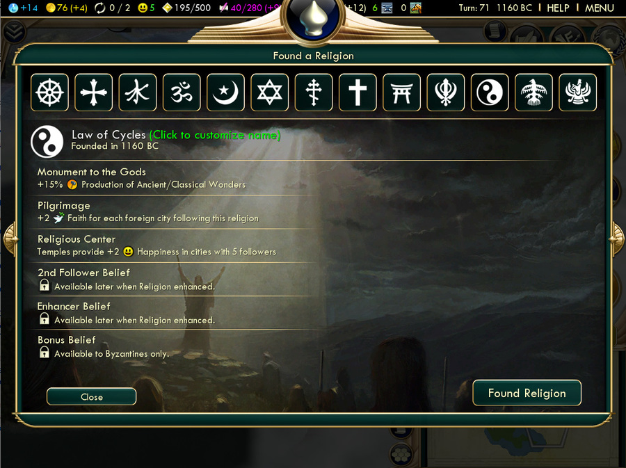 Found menu. Таймер Civilization v.