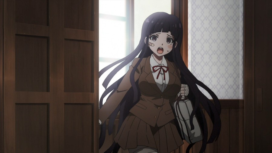 Mikan shows up late, claiming it's because she fell down. 