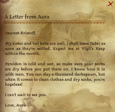 A letter from the Hero of Ferelden