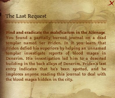 The Last Request, Dragon Age Wiki