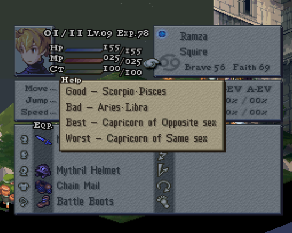 Great Cheat Table for Final Fantasy Tactics - The War of the Lions!