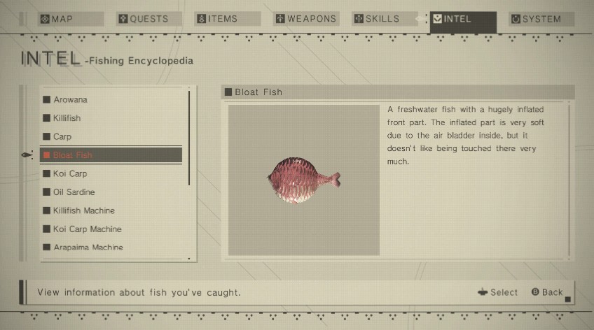 NieR: Automata - 100% Fishing Encyclopedia 