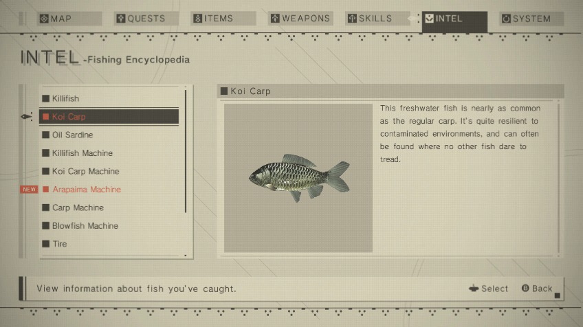 NieR: Automata - 100% Fishing Encyclopedia 