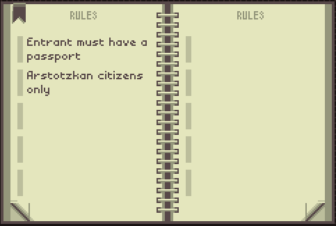 Rulebook, Papers Please Wiki