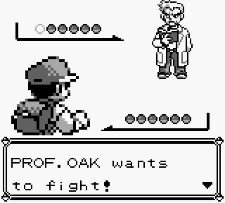 Battling Prof. Oak in Pokémon Blue