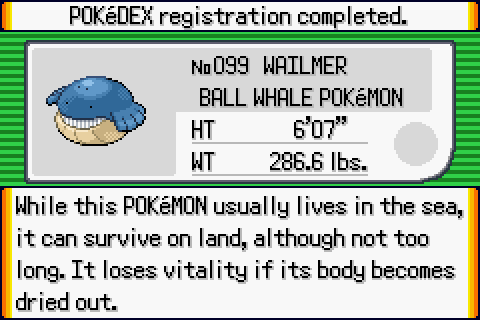 My full Pokedex in Pokemon Emerald 