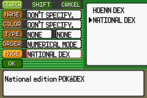 Pokémon Emerald - National Dex