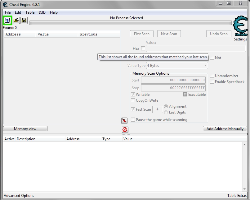 cheat engine 6.5.1 check box not showing