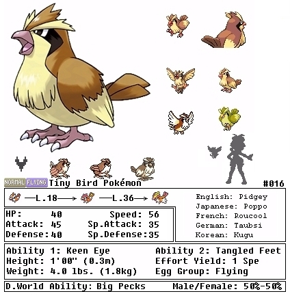 pokemon pidgey evolution chart