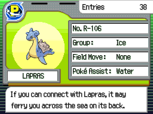 I got a shiny lapras in PokemonFireRed