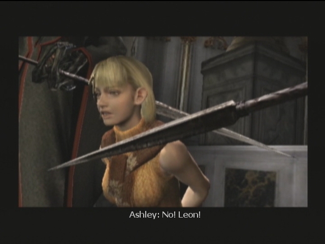 In RE4, if you catch Ashley while she's wearing a plate of armor, Leon will  visibly buckle and hold his back in pain. : r/GamingDetails