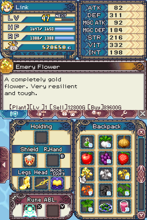 rune factory 2 emery flower